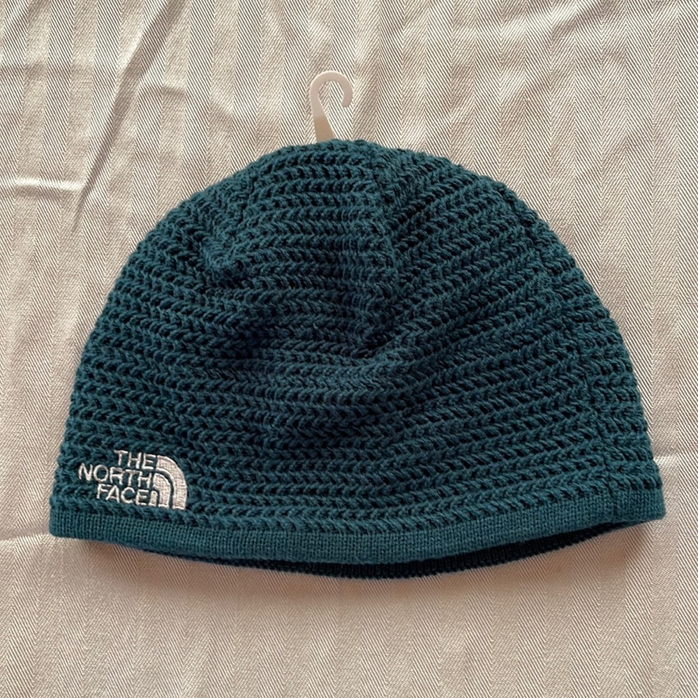 The North Face deep teal shade knit unisex hat NWT